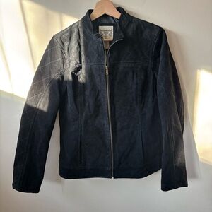 Ruff Hewn Black Suede Zip Up Jacket